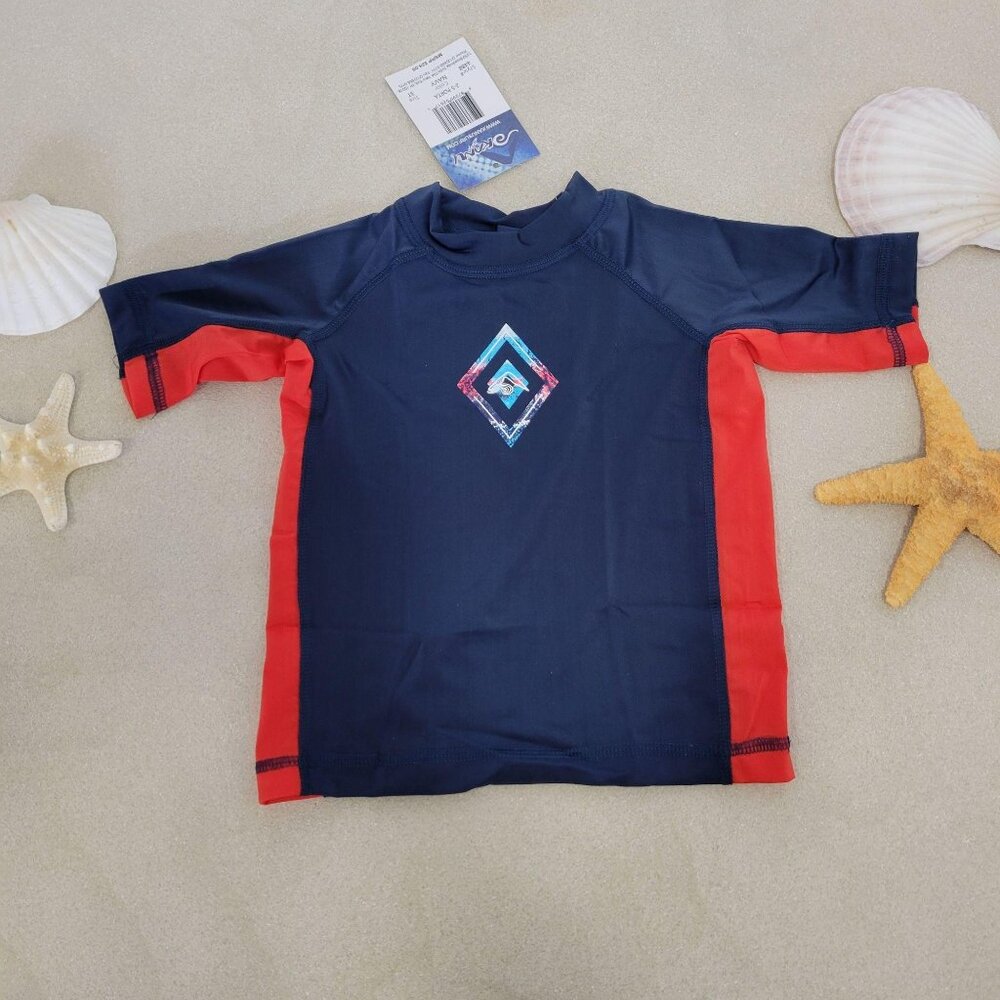 KANU SURF Rashguard Size 3T Navy Red Toddler Bathing swim Shirt